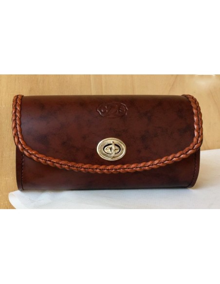 BOLSO PANTALLA CUSTOM TRENZADO MARRÓN  22X12X8CM