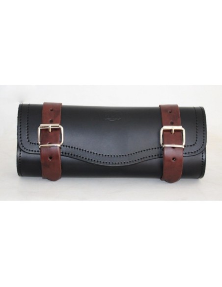 RULO MEDIANO PLANO BASICO NEGRO CORREAS MARRÓN 29X12X9CM RULO MEDIANO PLANO BASICO NEGRO CORREAS MARRÓN 29X12X9CM