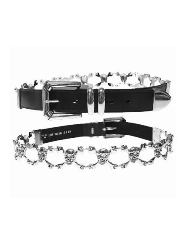 CINTURON CALAVERAS METALICO Y CUERO